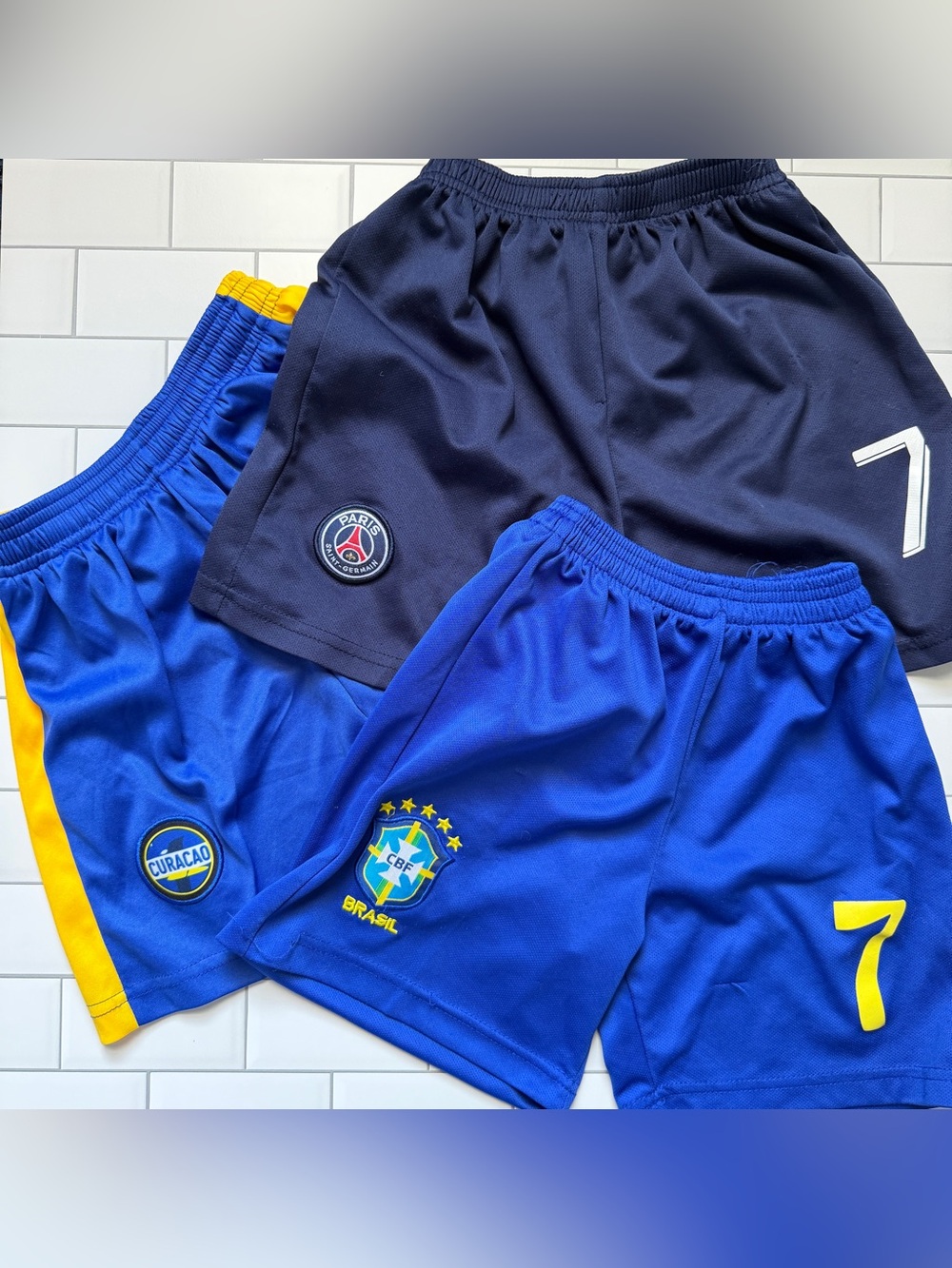 🏟️YS⚽️5 World Cup Soccer Unisex Shorts 3 Pack Brasil Brazil Paris France Curaçao
